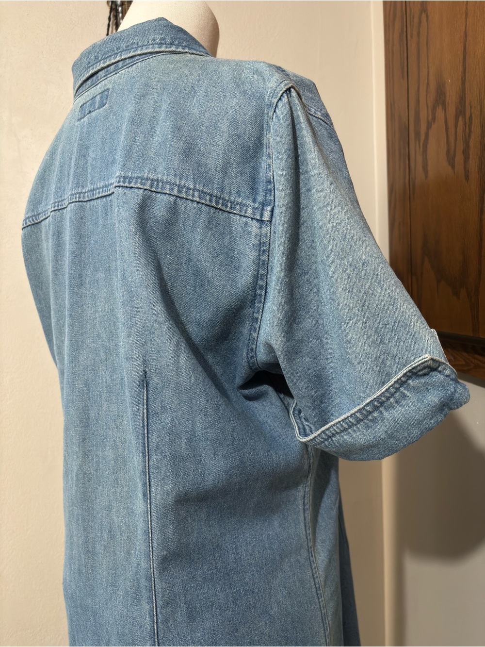 Khakis Vintage Denim Midi Dress Size Medium Blue Retro T Shirt Dress - Picture 7 of 16